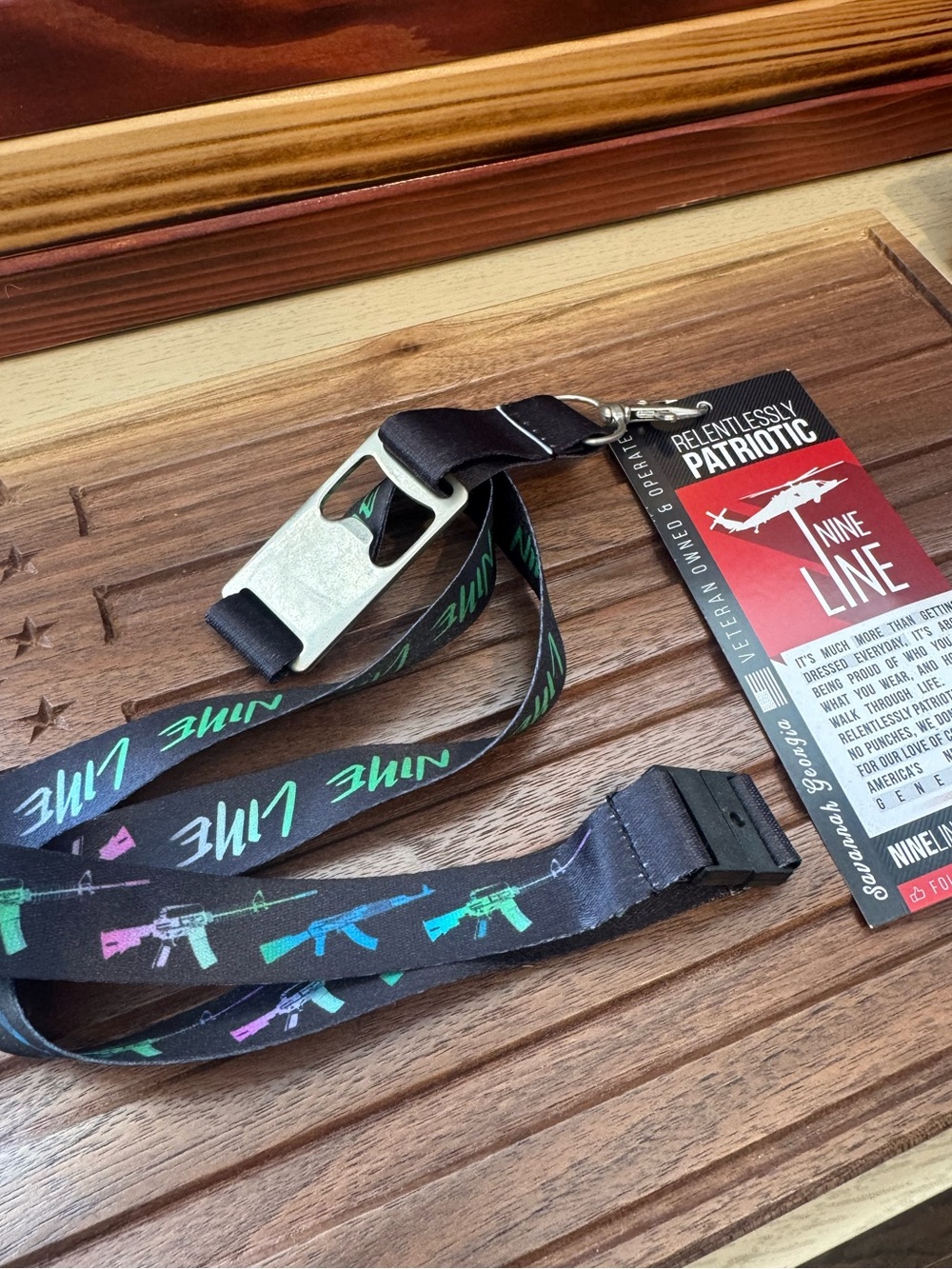 Nine Line Black 'Nine Line' Lanyard with Colorful Rifle Print Bottle Opener